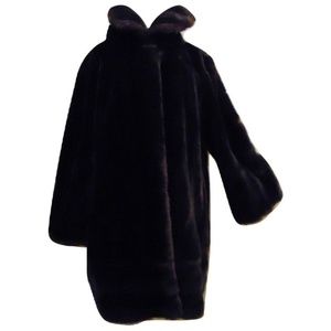 Vintage Country Pacer brown faux fur coat Sz L